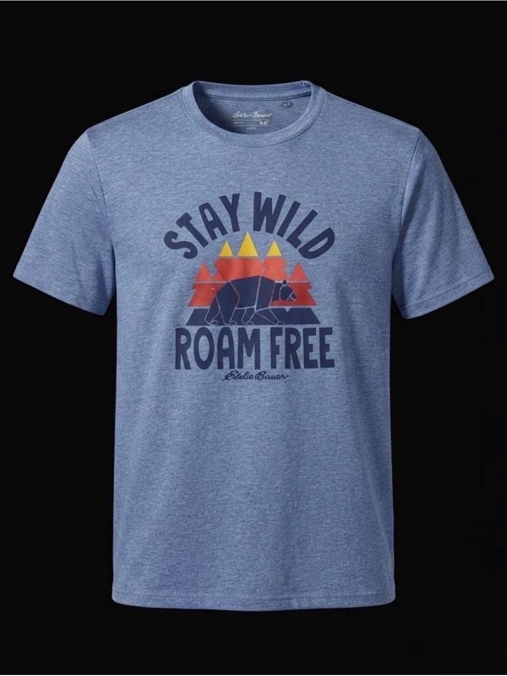 Eddie Bauer "Stay Wild Roam Free" Bear Graphic T-Shirt Kids Size Large 14/16